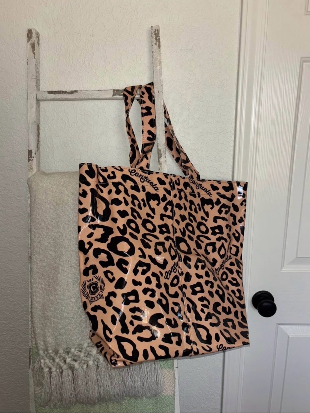 Consuela Leopard-Print Tote - Beige and Black